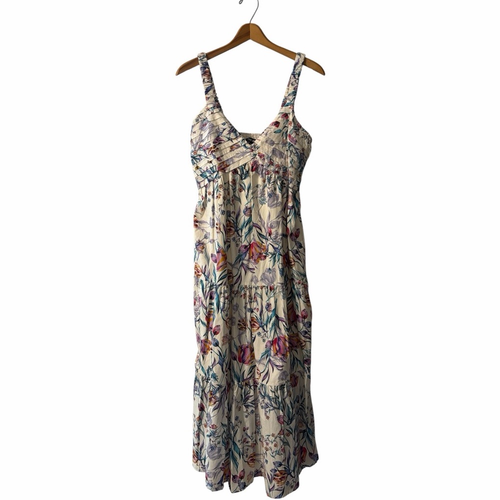 Steve Madden Elora Floral Tiered Midi Dress Size M NWT Boho Smocked Back
